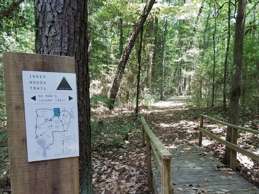 entrance to big woods nature trail in woodville, tx